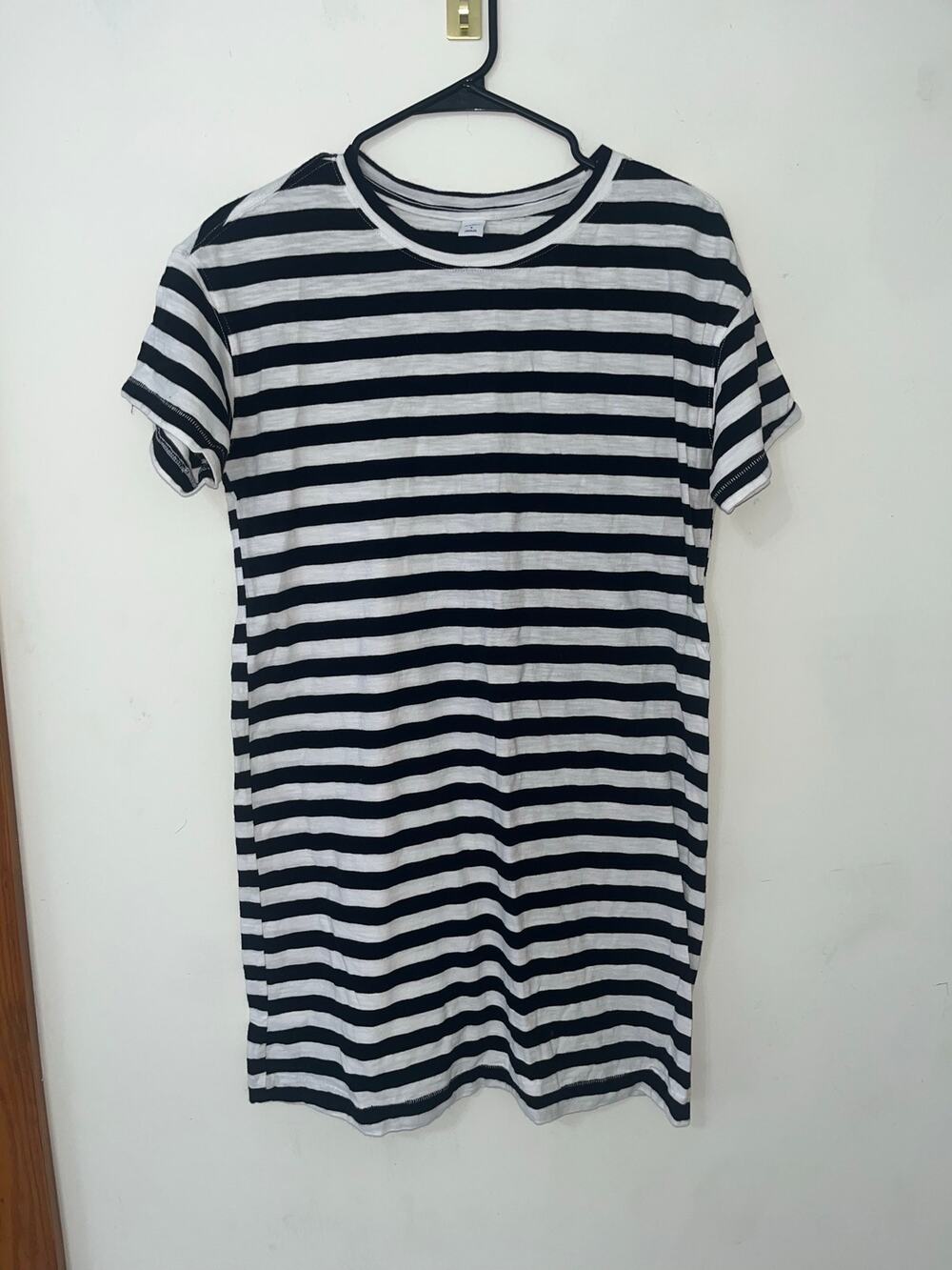 Old Navy Cotton Striped T-shirt Dress Black and White Striped Womens S